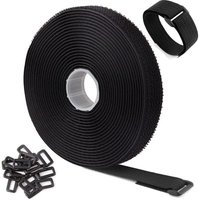Dailygoods- Klittenband 5 m x 2,5 cm - Klittenband Kabelbinder - Hersluitbaar - Vrije Snijlengte - Zwart - Voor Thuisgebruik - Kabelbinders