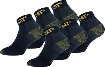 Caterpillar 6 Paar Premium Sneaker Korte Werksokken - Enkelhoogte - Dubbele Versterkt op Hiel en Teen - Katoen Blauw, 39-42