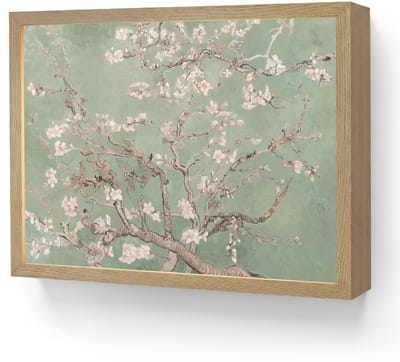 Wandlamp 40x30 cm - Oplaadbaar - Amandelbloesem - Kunst - Van Gogh - Groen - Wandlampen binnen woonkamer - Slaapkamer lamp - Decoratieve nachtlamp - Vloerlamp draadloos
