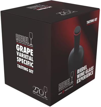 Riedel Wijnglazenset Fatto A Mano Black Tie - Bordeaux Grand Cru, Burgundy Grand Cru, Riesling & Oaked Chardonnay - 4 Stuks
