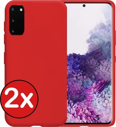 Hoesje - 2 Stuks - Geschikt voor Samsung Galaxy S20 - Sterk & Shockproof - Telefoonhoes - Back Cover - Case Siliconen - Telefoon Hoes - Rood