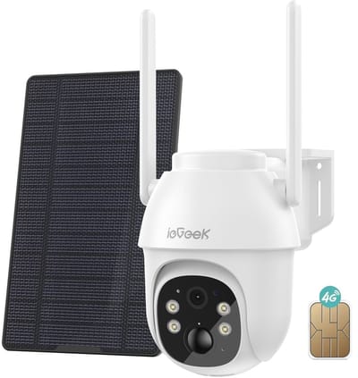ieGeek Beveiligingscamera Draadloos Buiten - 2K Solar Wifi Camera - voor Huisbeveiligingssysteem - Batterijgevoede Bewakingscamera met Zonnepaneel - 360° PTZ - Kleuren Nachtzicht - Bewegingssensor - Werkt met Alexa