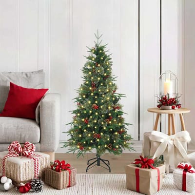 vidaXL - Kunstmatige - Hinged - Kerstboom - met - 150 - LED - Groen - 120 - cm - PE - en - PVC