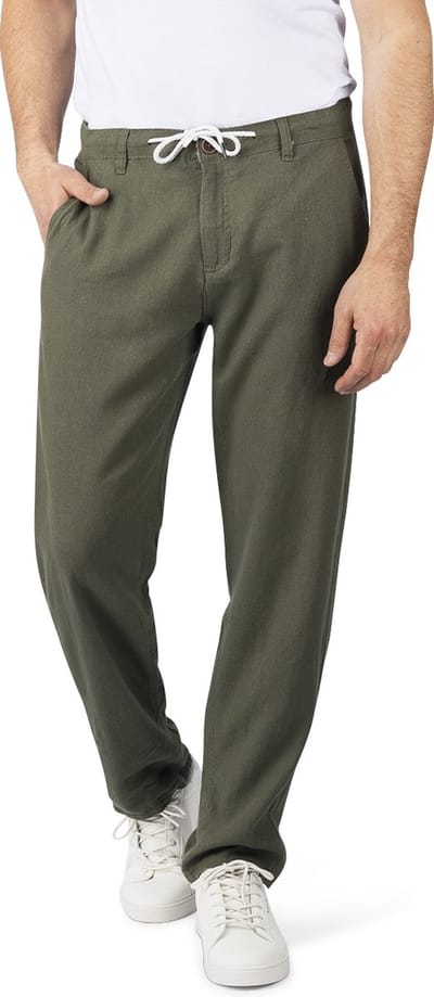 riverso Heren Chino Broek RIVMarco regular/straight Olijf S Volwassenen Linnen zomerbroek