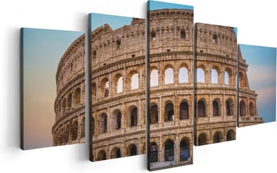 Artaza Canvas Schilderij Vijfluik Colosseum in Rome met de Blauwe Lucht - 100x50 - Foto Op Canvas - Canvas Print