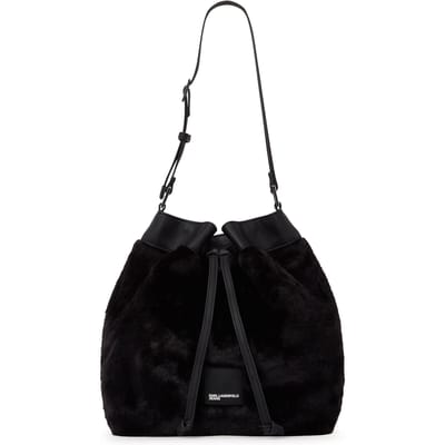 Karl Lagerfeld Faux Fur Bucket Bag Black Taglia: OS | Borse a mano Outlet | Donna | Nero