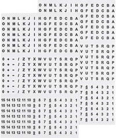 TRU COMPONENTS 1565168 Bedrukte plakmarkering Opdruk A - Z, +, -, 0 - 15 606616