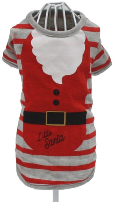 Croci t-shirt hond little santa gestreept grijs / rood (25 CM)