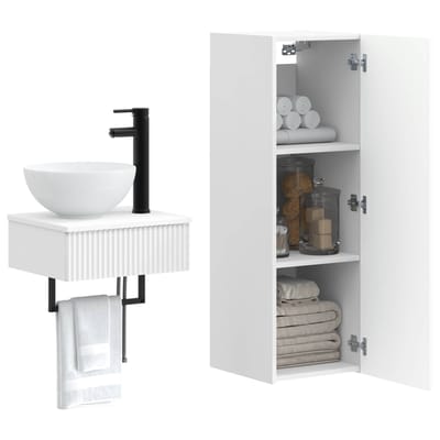vidaXL - Badkamermeubel - Set - 2 - st - Wit - 33 - x - 34,5 - x - 100 - cm - Bewerkt - hout
