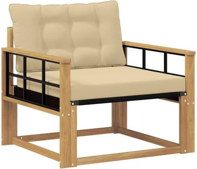 vidaXL - Buiten - bank - set - Massief - Acaciahout - en - Textilene - Wit