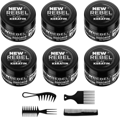 New Rebel Hair Gel Wet Look – Ultra Sterke Haar Gel – Langdurige Hold – 6 x 450 ml + 4 Stylingkammen – Professionele Haarstyling Set