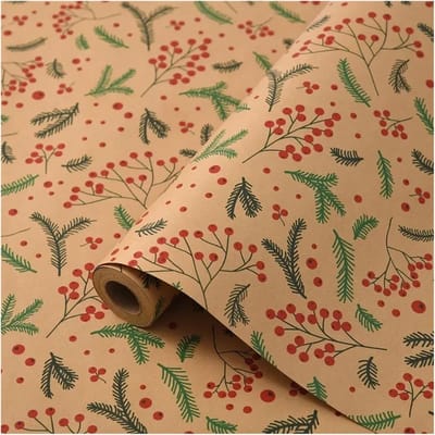 Kerst Inpakpapier - Feestelijk Verpakken - Cadeaus Versieren - Kraftpapier Patroon - 43x1000cm Rol - Kleur 5