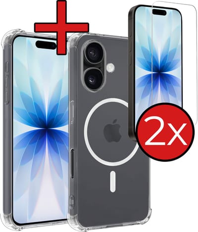 Hoesje - Met 2x Screenprotector - Geschikt voor Apple iPhone 17 - Magsafe Compatible - Sterk & Shockproof - Shock Proof Case - Back Cover - Telefoon Hoes - Telefoonhoes - Transparant