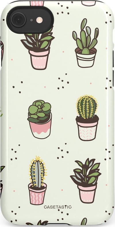 Casetastic Hoesje Geschikt voor Apple iPhone 7/8/SE - Stijlvolle Beschermende Duo-layer Case - Familie Cactus