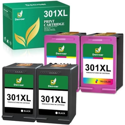 301XL DENVOER 4 Cartouche d'encre Compatible pour HP 301 XL 301XL (CH563E + CH564E-N9J72AE) hp DeskJet 2510 2540 2050 1510 1050 1512