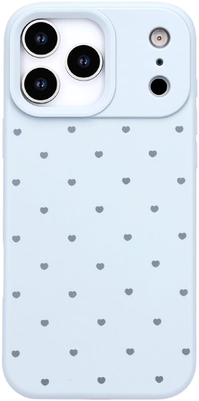 Hoesje Geschikt voor Apple iPhone 17 Pro - Blauw - Casemania Stevige Siliconen Back Cover met Hartjes Print