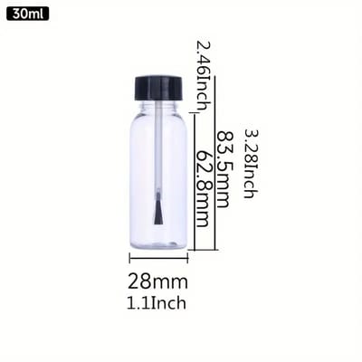 MGM Trading - 10-Pack Plastic Borstelcontainers 30ml, Transparant, Geurloos, voor Acrylverf, Nagellak, Lijm en Meer