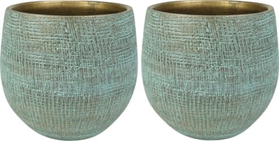 Steege Plantenpot - 2x - moderne look - shiny blauw - D22 x H20 cm - Bloempotten - Keramiek
