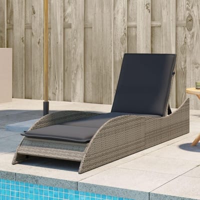 Ligstoel met kussen - Tuinstoel relax - Buiten ontspannen - Verstelbare rugleuning - 60 x 205 cm - Grijs
