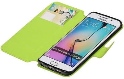 Cross Pattern TPU Bookstyle Hoesje - Wallet Case Telefoonhoesje - Geschikt voor Samsung Galaxy S6 Edge G925F Groen