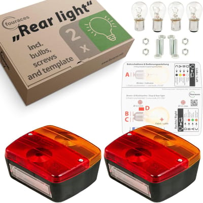 Achterlicht Set - Aanhanger Verlichting - Voertuig Verlichten - Met Kentekenplaatverlichting - 2 Sets - Veelkleurig