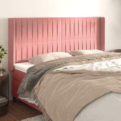 vidaXL - Hoofdbord - met - randen - 183x16x118/128 - cm - fluweel - roze