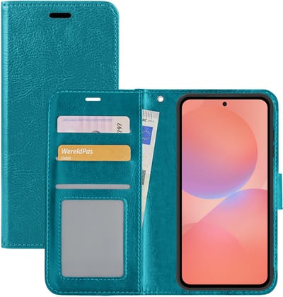Hoesje - Met Pasjeshouder - Geschikt voor Samsung Galaxy A36 - Luxe Bookcase Portemonee - Flip Case - Kunstleer Book Case - Flipcase - Book Cover - Walletcase - Portemonneehoes - Turquoise