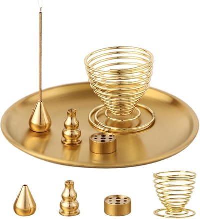 Mini wierookhouders 5-in-1 - messing - elegant design - ideaal voor meditatie - ShopVlot