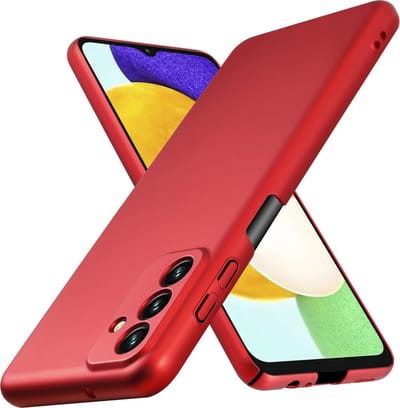 Cadorabo Hoesje geschikt voor Samsung Galaxy A13 5G in METAAL ROOD - Hard Case Cover beschermhoes in metaal look tegen krassen en stoten