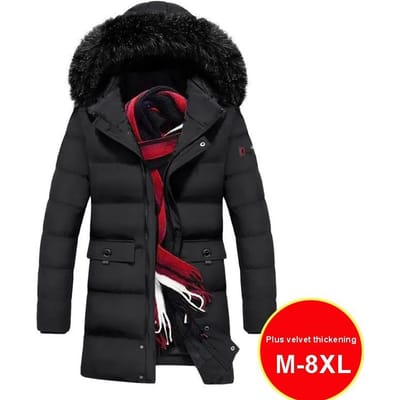 Doudoune d'hiver mi-longue avec capuche pour garder au chaud et épais, manteau rembourré, ample, grande taille, veste à pain M noir