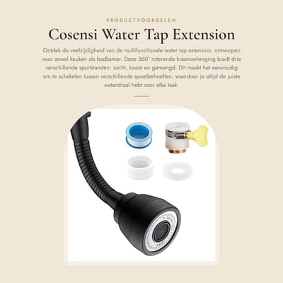 Dailygoods- Kraanverlengstuk 360° Rotatable - Multifunctioneel - Water Tap Jet Regulator - Flexibele Slang - Drie Modus - Duurzaam Messing - Kraanaccessoire