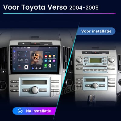 Junsun Android 15 Autoradio Geschikt Voor Toyota Corolla Verso 2004-2009 Accessoires, 2GB+64GB, Draadloze CarPlay & Andriod Auto, DAB+, GPS-navigatiesysteem, Bluetooth, Stuurwielbediening, WiFi, 9-inch Touchscreen, DSP, Quad-core processor