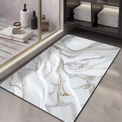 Licht Luxe Marmer Textuur Diatomeeënaarde Absorberende Sneldrogende Mat Toiletdeur Antislip en Vuile Voeten Mat 30x40cm (suction pad)