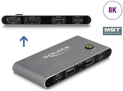 Delock USB-C™ KVM Switch to HDMI and DisplayPort 8K MST with USB 2.0