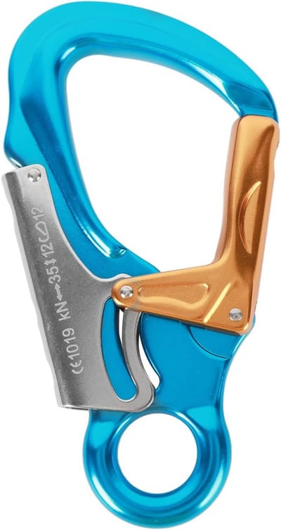 Klimkarabijnhaak - Klimhaak Karabiner - Bergbeklimmen - 35KN Sterke Trekkracht - 20 mm Touwmaat - Hemelsblauw Goud