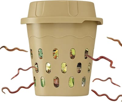 Wormenboerderij Composter - Vermicompostbak Tuin - Bodem Verrijken - Met Ventilatiegaten - 26 cm Hoog - Beige