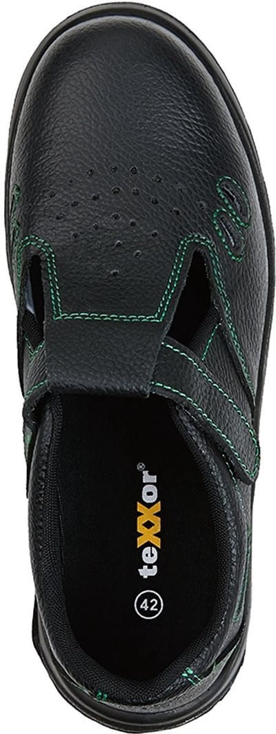 teXXor S1-veiligheidsit-sandaal met skelet, Gap, zwart/groen