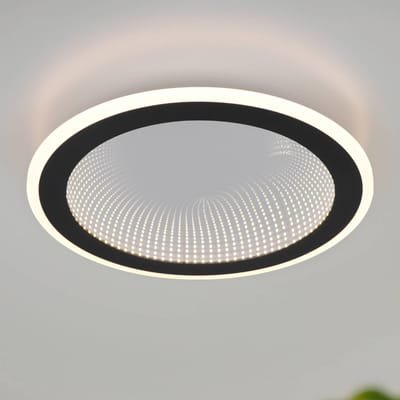 REALITY GLACE - Plafondlamp - Zwart mat - incl. 1x SMD 21,5 W - Afstandsbediening - Geintegreerde dimmer - Traploos instelbare lichtkleur - Nachtlampje - Dimbaar met schakelaar - Niet geschikt voor externe dimmer - Geheugenfunctie - Timer