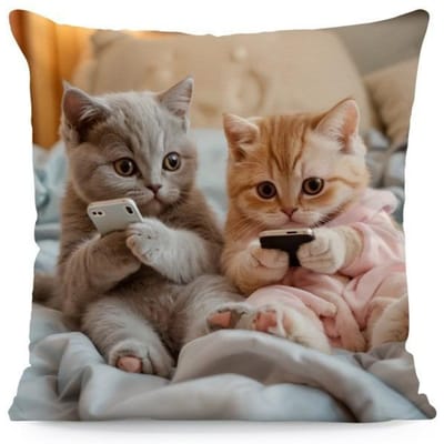 45cm Schattige Huisdier Kat Kussensloop Spelend Met Telefoons Kittentje Bank Kussenhoes Huis Decoratie Bed Kussensloop Bed Bedankje 45x45cm