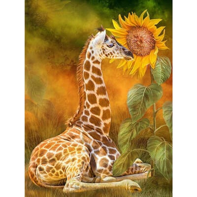 Foret rond complet bricolage diamant broderie cerf et tournesol diamant peinture point de croix strass 20X30CM orange
