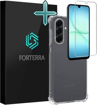 Hoesje Met Screenprotector - 2 stuks - Geschikt voor Samsung Galaxy A17 - Sterk & Shockproof - Back Cover - Siliconen Case - Telefoon Hoes - Shock Proof - Transparant