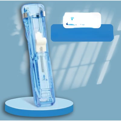 Nietmachine met drukclip, nietjesverwijderaar, bindmachine, tapedispenser, paperclips, kantoorartikelenset, bureaubenodigdheden blauw