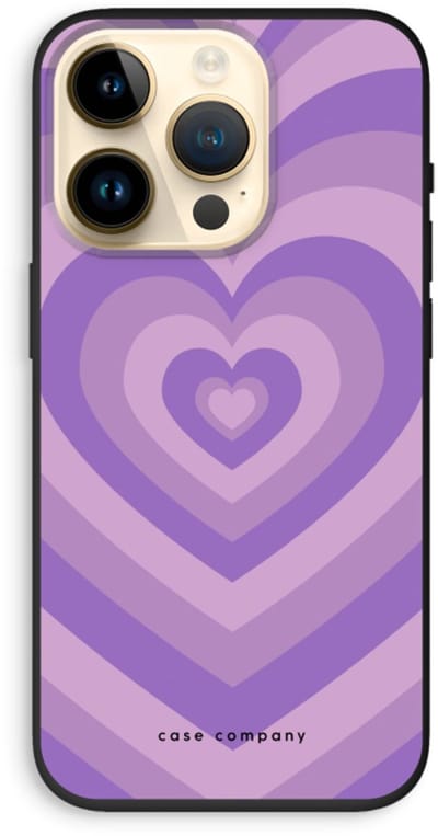 Case Company® - Hoesje geschikt voor iPhone 14 Pro hoesje - Hart Paars - Biologisch Afbreekbaar Telefoonhoesje - Bescherming alle Kanten en Schermrand