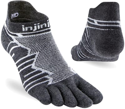 Injinji Ultra Run Lightweight No-Show Wool - Grijs/Wit - 37-40