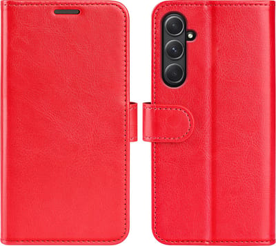 MobyDefend Hoesje - Geschikt voor Samsung Galaxy A55 - Wallet Book Case (Sluiting Achterkant) - Rood