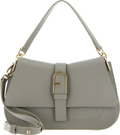 FURLA Leren Schoudertas Flow Top Handle Cenere Grijs
