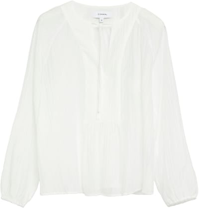 Dames lyocell blouse met opengewerkte pointele patronen COMMA