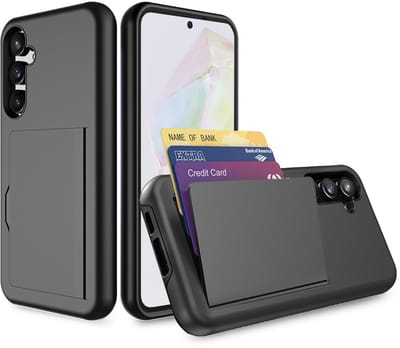 Smartphonica Telefoonhoesje Geschikt voor Samsung Galaxy A35 sterk TPU met pasjeshouder - TPU strong case with card slot - Zwart geschikt voor Samsung Galaxy A35