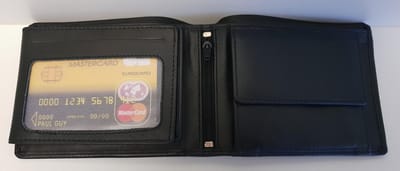LD Heren Billfold - Portemonnee - Laag Model zonder sluiting over de pasjes - Zwart