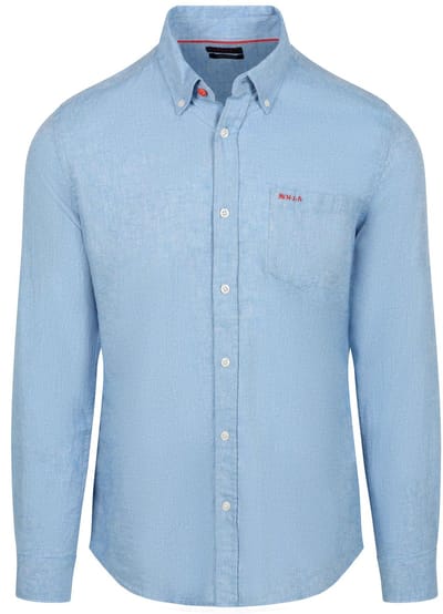 NZA Shirt Linnen Blend Sailing Blauw - Maat M - Heren - Overhemden Casual